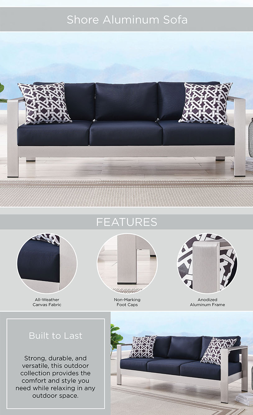 Product Highlights for Shore Outdoor Aluminum Sofa