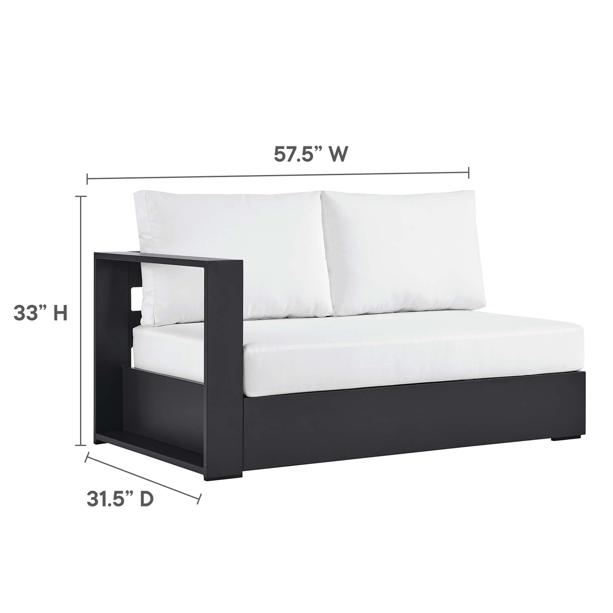 Specifications for Tahoe 5-Piece Outdoor Patio Powder-Coated Aluminum Sectional Sofa Set