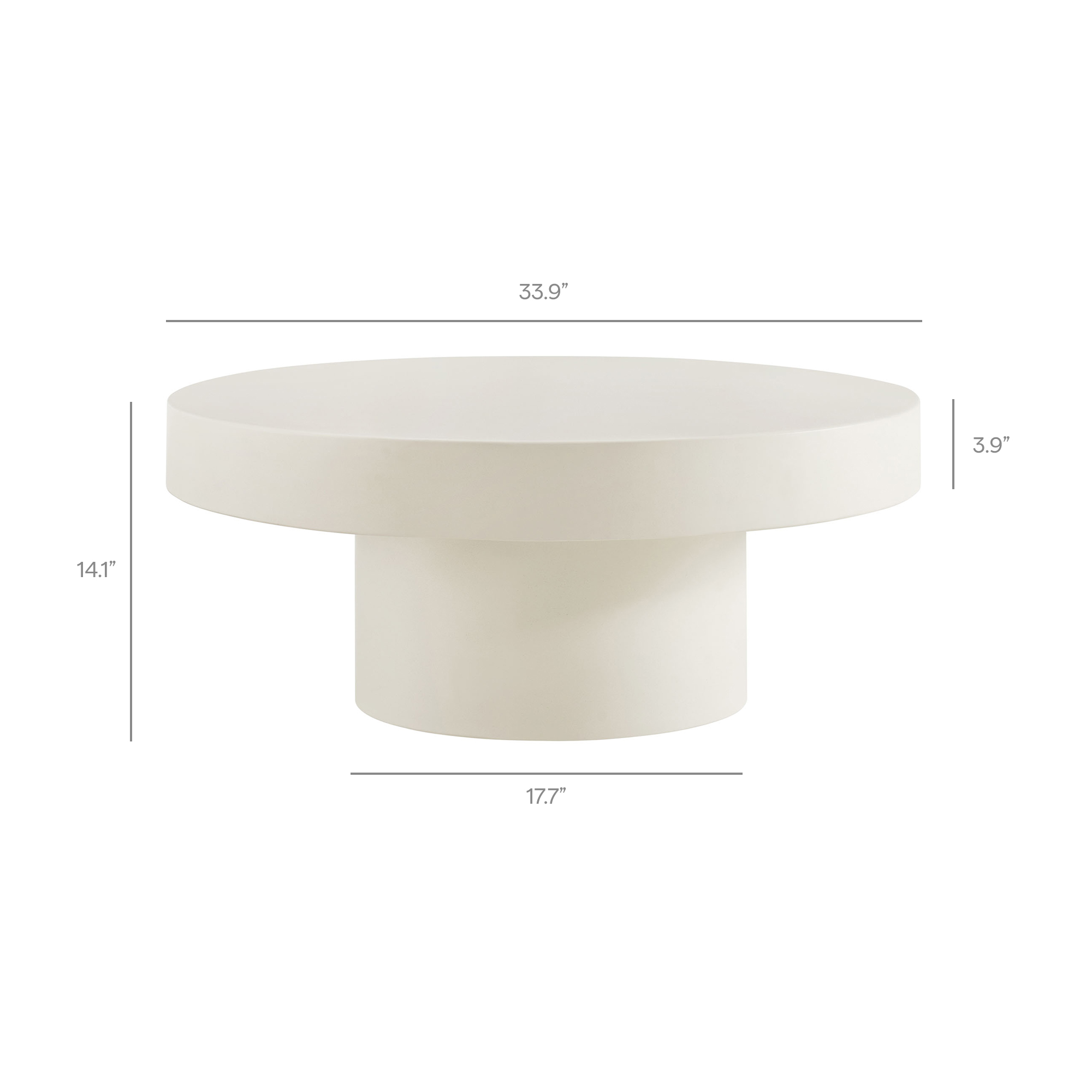 Specifications for Alora 34 Inch Round Indoor - Outdoor Concrete Coffee Table