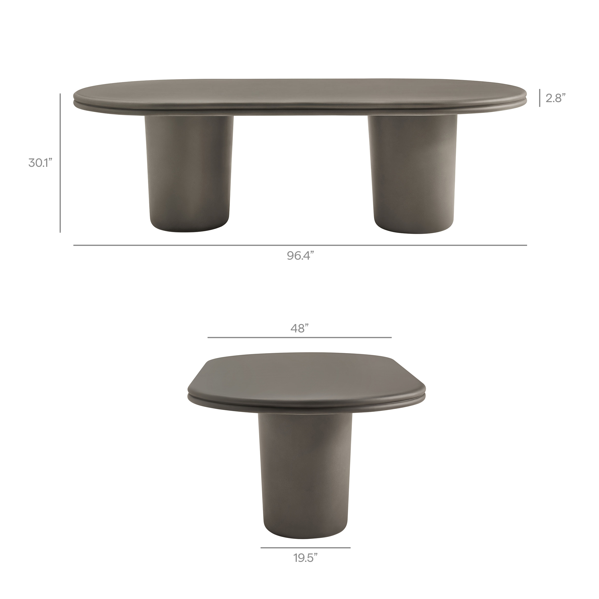 Specifications for Brion 96 Inch Oval Indoor Outdoor Concrete Dining Table