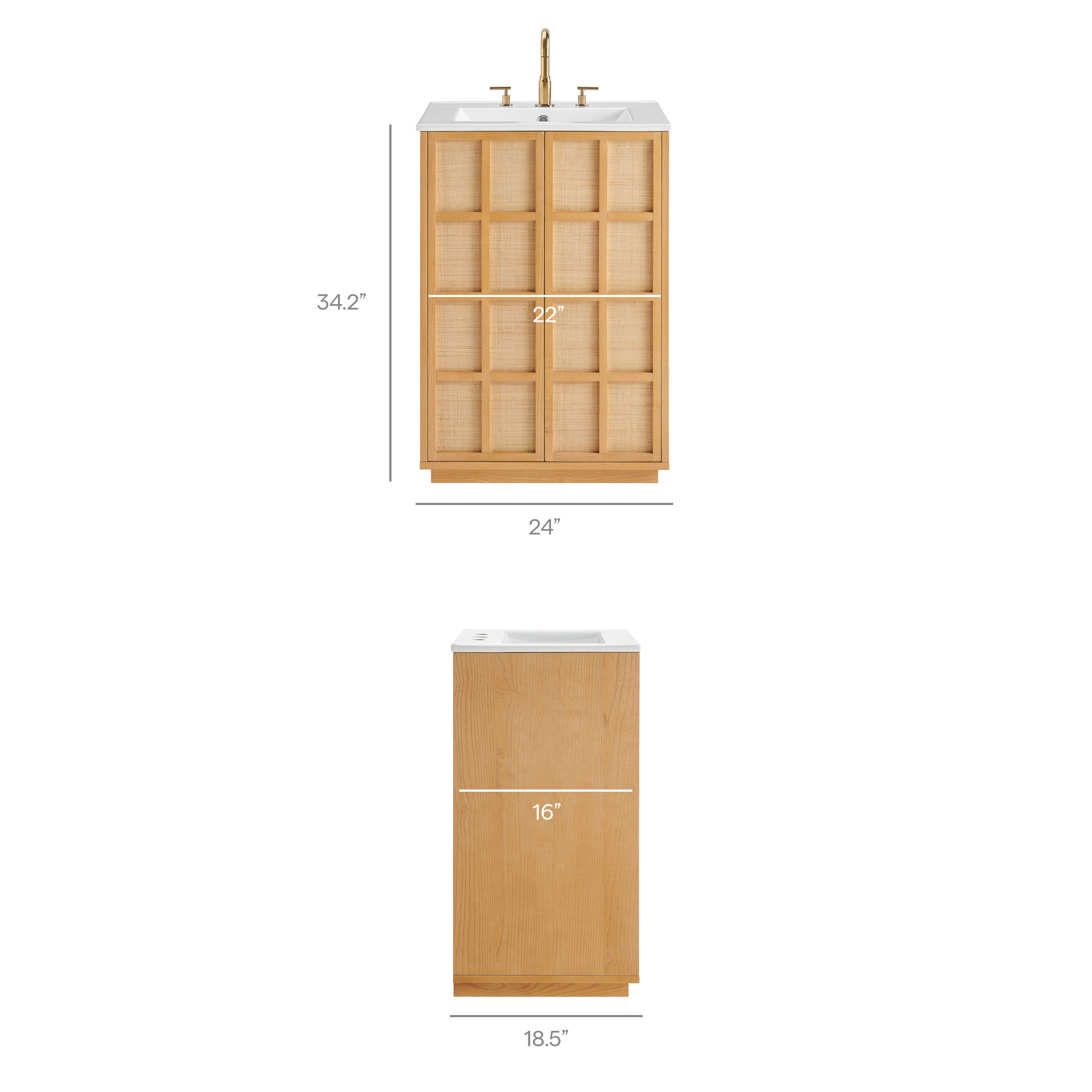 Specifications for Aiko 24 Inch Japandi Bathroom Vanity