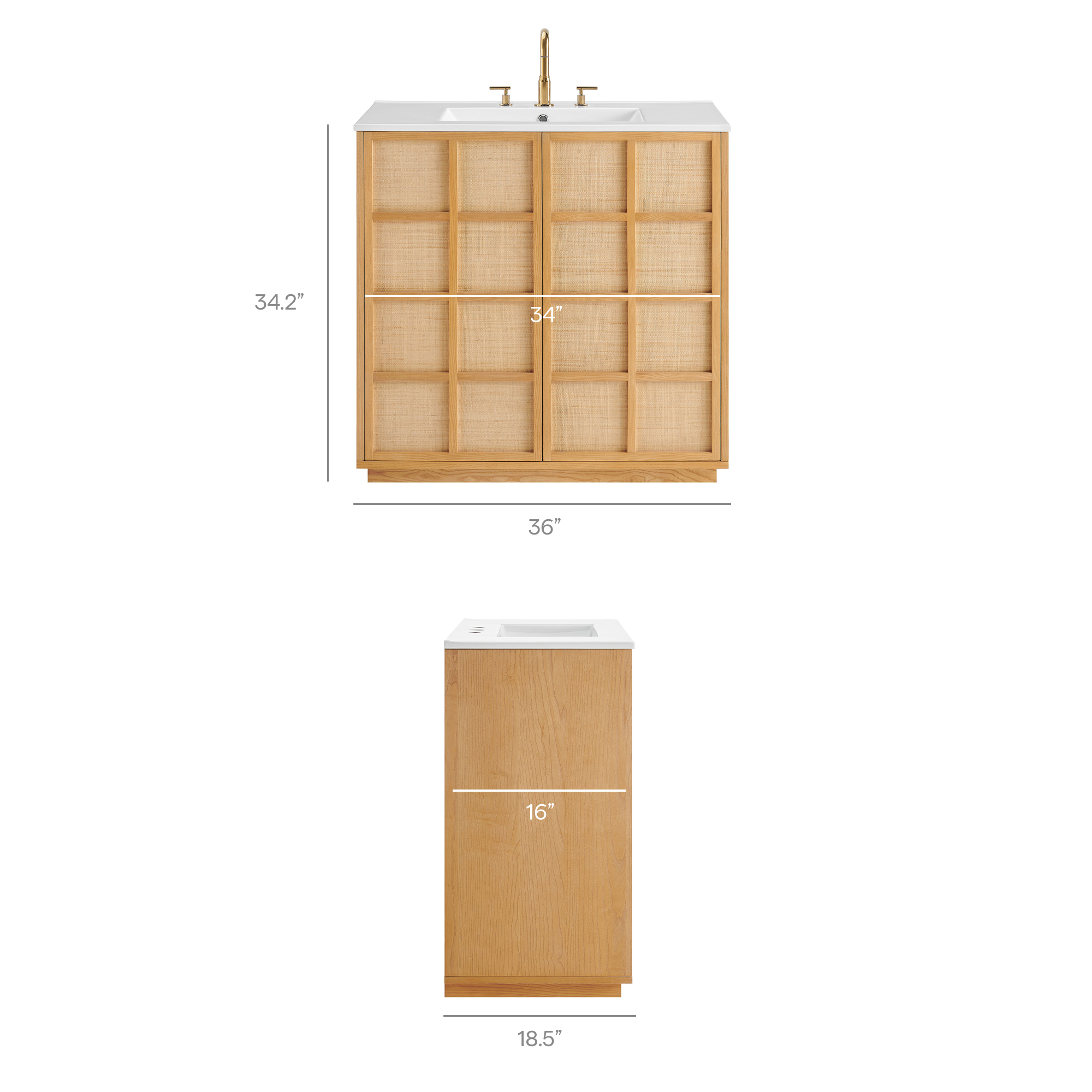 Specifications for Aiko 36 Inch Japandi Bathroom Vanity