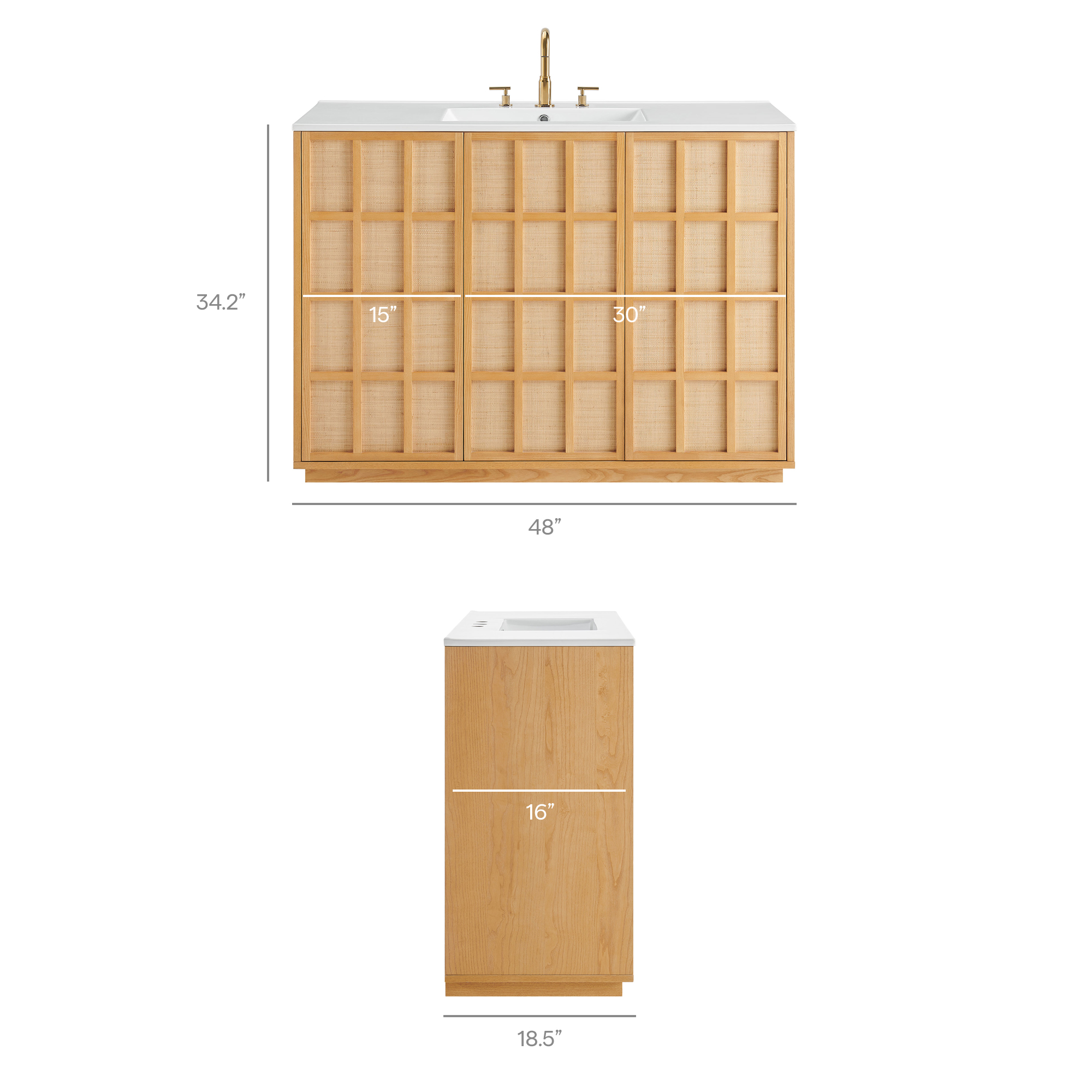 Specifications for Aiko 48 Inch Japandi Bathroom Vanity