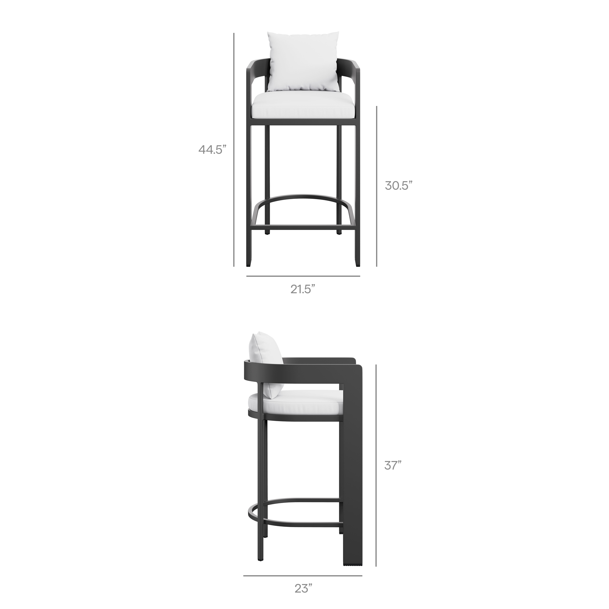 Specifications for Tahoe Outdoor Patio Aluminum Bar Chairs Set of 2