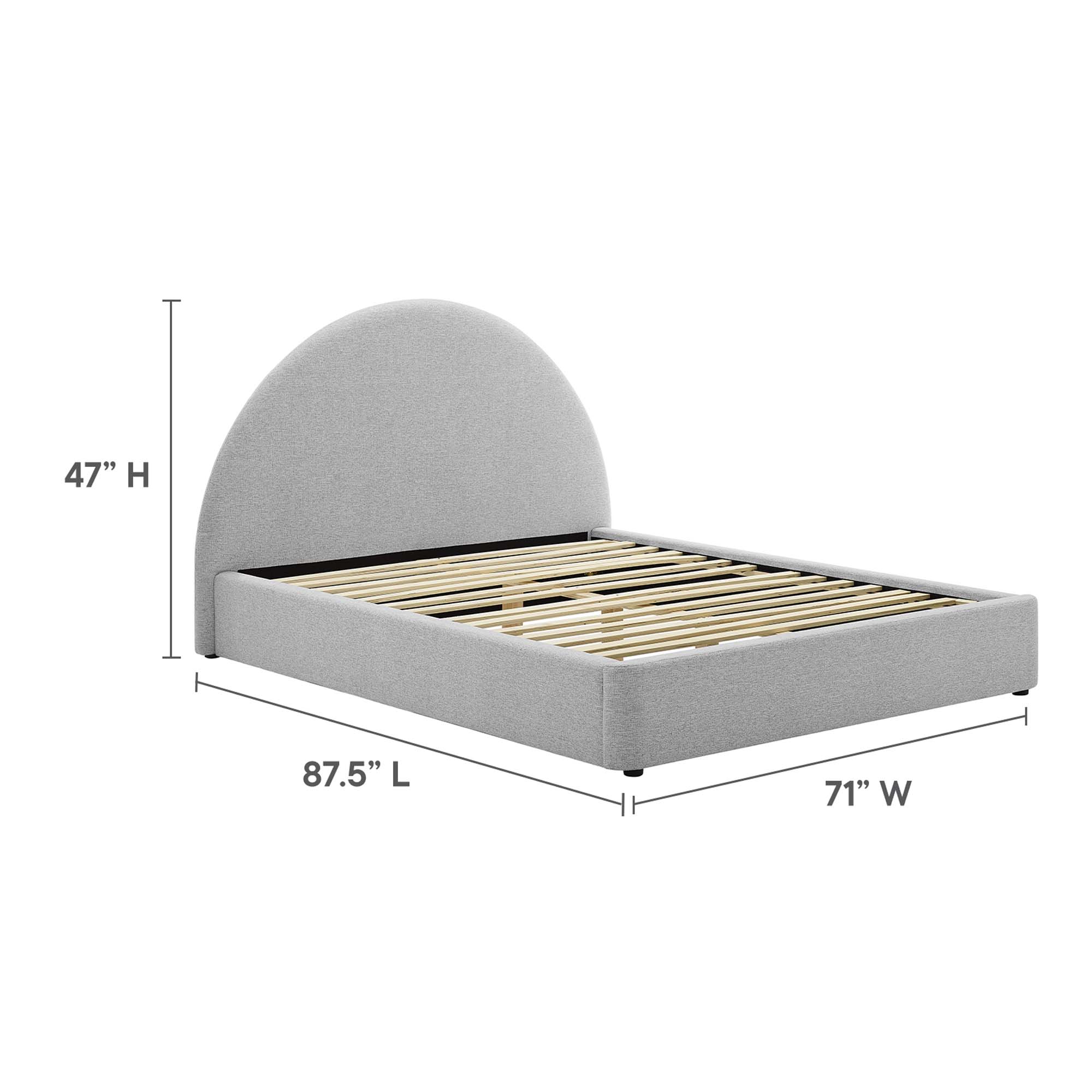 Specifications for Resort Upholstered Fabric Arched Round Platform Bed